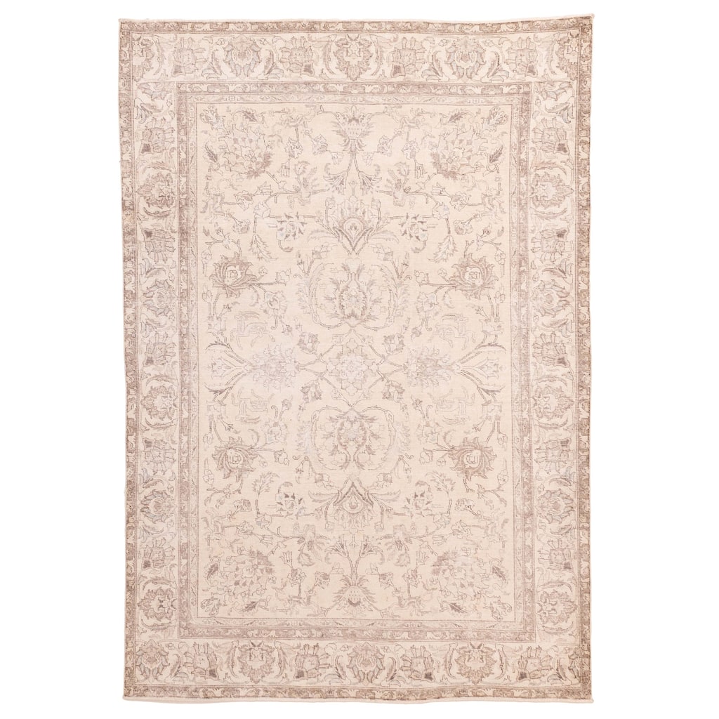 ECARPETGALLERY Hand-knotted Antalya Vintage Ivory Wool Rug - 7'0 x 10'0