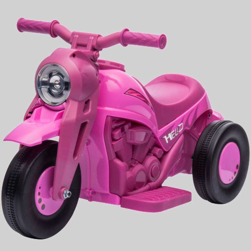 Toddler Electric Motorcycle, 6V Ride-On Bubble Car with LED Headlight, Music, 3-Wheeled Motorbike, 1.9 MPH Speed - Pink