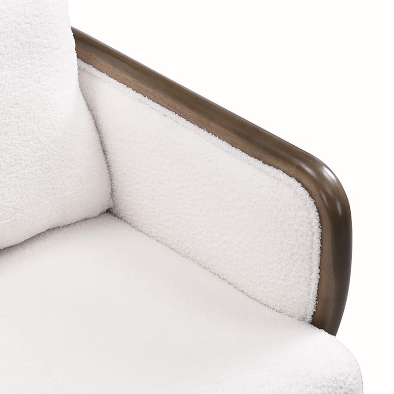 Sherpa Fabric Wooden Accent Chair