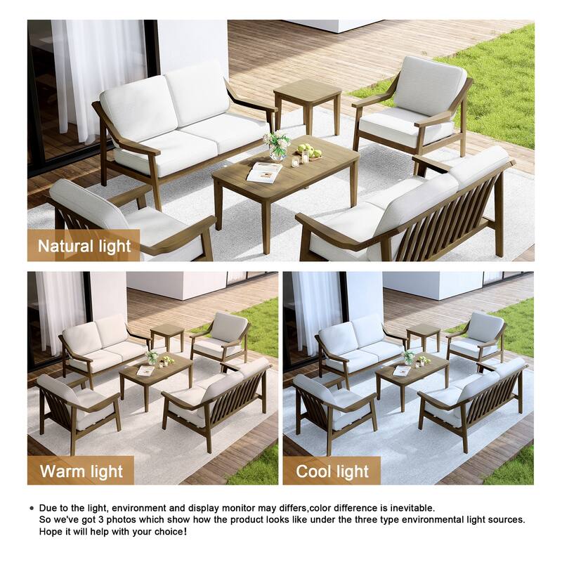 Outdoor Conversation 6 Seater Patio Chat Set with Cushions and Table