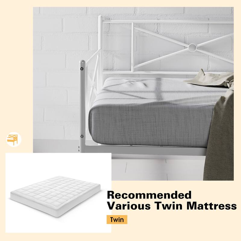 Costway Metal Daybed Frame Twin Size Slat Support Mattress Foundation