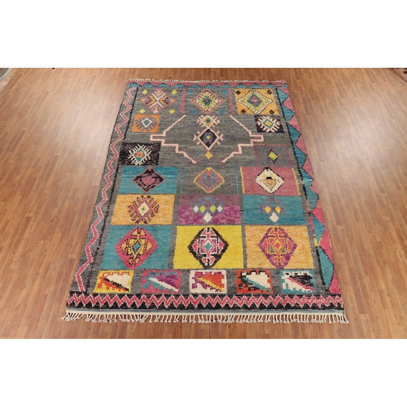 Geometric Plush Moroccan Oriental Area Rug Handmade Wool Carpet - 8'11" x 12'6"