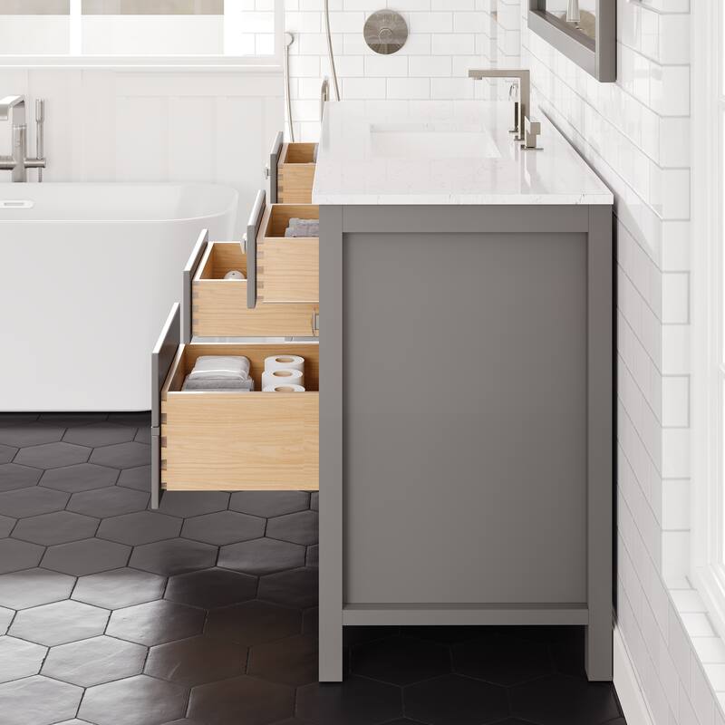 Eviva Artemis Bathroom Vanity with White Engineered Stone Countertop and Undermount Porcelain Sink
