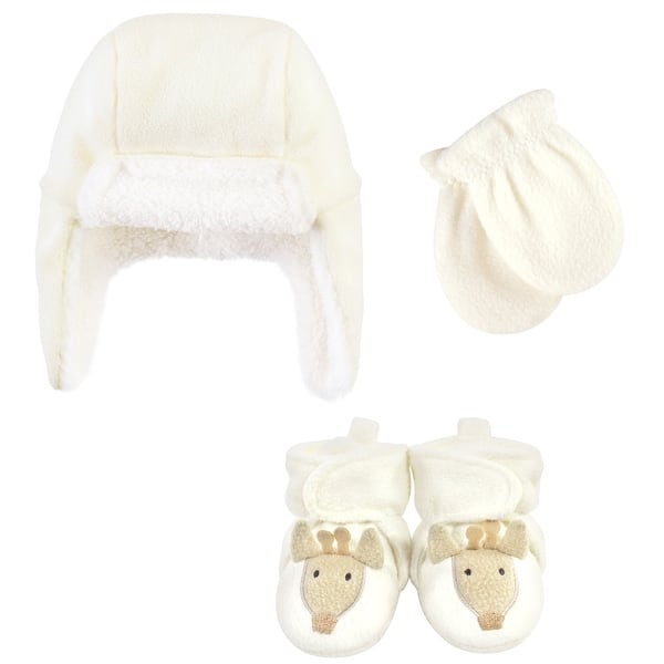 slide 2 of 2, Hudson Baby Unisex Baby Trapper Hat, Mitten and Bootie Set, Giraffe 0-6 Months - Giraffe