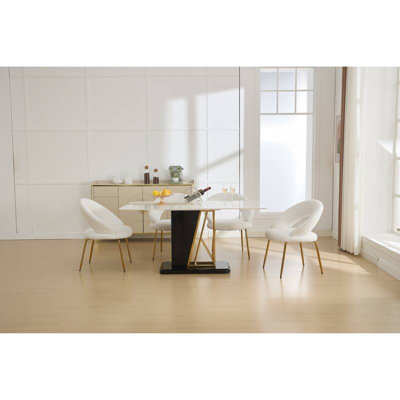 Teddy Fabric Kitchen Chair with Curved Backrest and Metal Legs for Kitchen