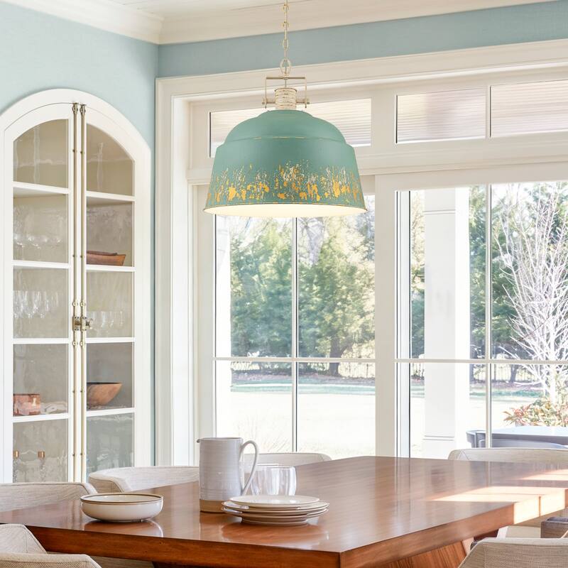 3-Light Industrial Pendant Light with Distressed Metal Dome Shade - 3-Lights