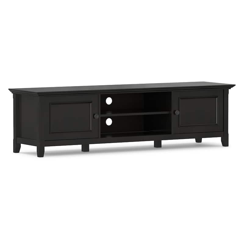 WYNDENHALL Halifax SOLID WOOD 72 inch Wide Transitional TV Media Stand in Hickory Brown For TVs up to 80 inches
