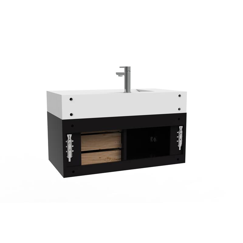 Nile 36-Inch Wall Mounted Bathroom Vanity Set w/ White Top