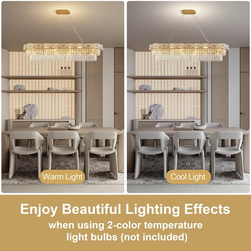KAYLA Crystal Chandelier - Large K9 Crystal Pendant Light for High Ceilings, Entryway, Foyer, Dining Room & Living Room