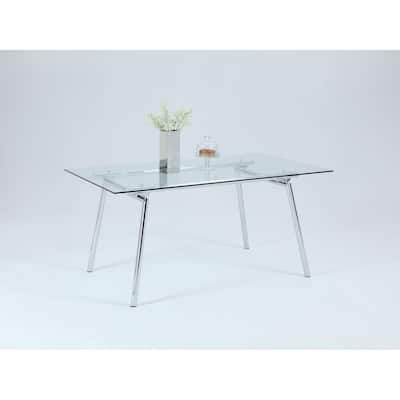 Somette Constance Dining Table with Clear Glass Finish