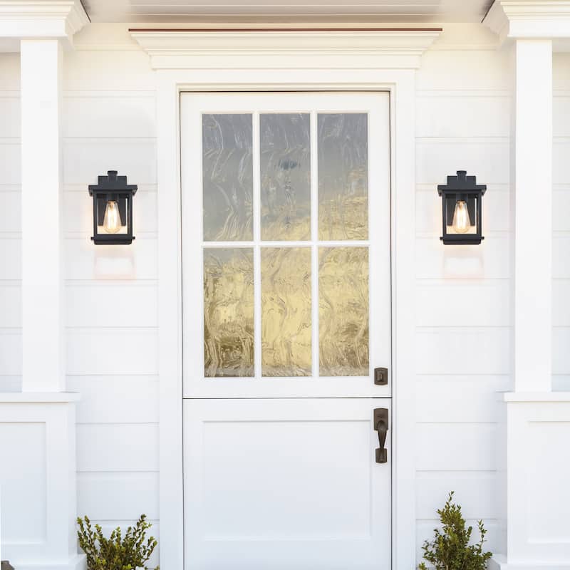 Modern Farmhouse Black 1-Light Outdoor Sconces Traditional Lantern Wall Light - L6.7 "X W9.1" X H11.8"