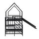 preview thumbnail 11 of 11, Convertible Twin over Twin Metal House Bunk Kids Bed with Slide,Full-length Guardrail and Storage Staircase