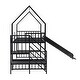 preview thumbnail 24 of 24, Twin over Twin Metal Bunk Bed House Bed with Slide and Staircase