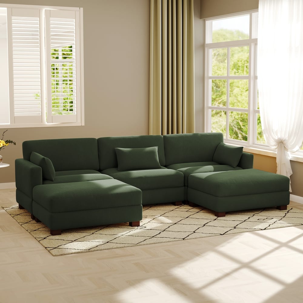 Modern U-shaped Modular Corduroy Sectional Sofa