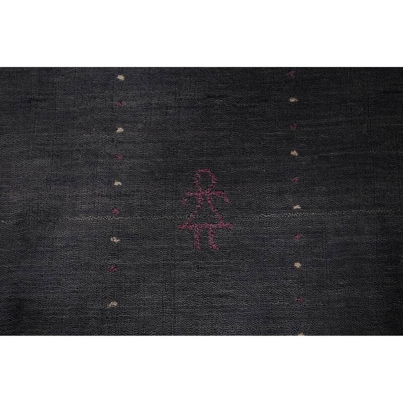 Gray Gabbeh Indian Area Rug Hand-Knotted Wool Carpet - 6'8"x 10'1"