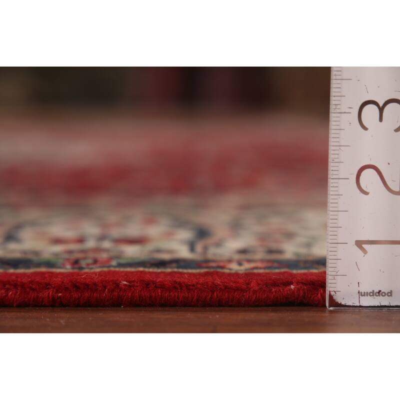 Floral Red Kashan Indian Area Rug Handmade Wool Carpet - 6'1"x 9'4"