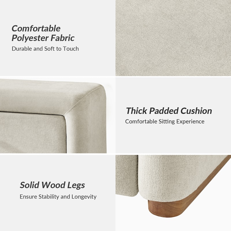 Gustavo Contemporary Storage Bench with Solid Wood Legs by HULALA HOME