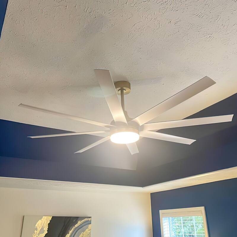 65" Gold LED Ceiling Fan with Light Remote-8 Blade - 65 Inch