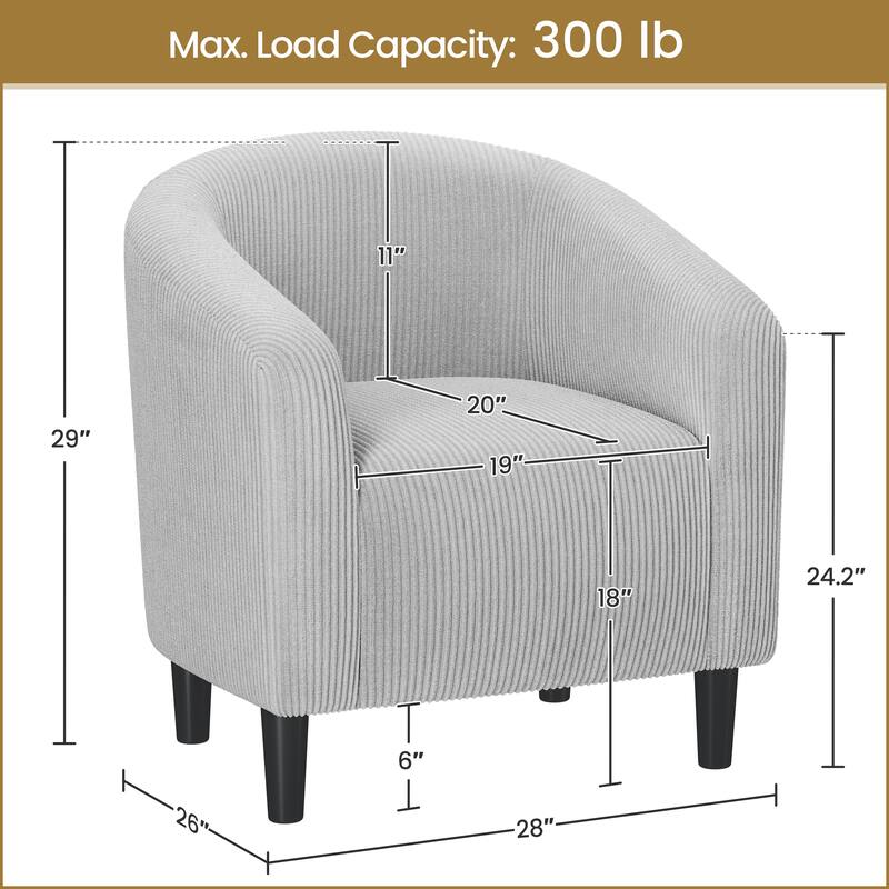 Yaheetech Upholstered Corduroy Fabric Accent Chair Barrel Chair