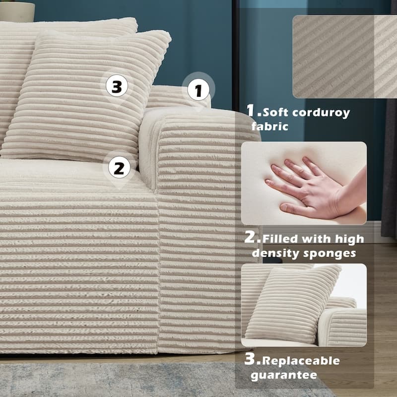 108.7" Modular Sectional L-Shape 3 Seat Memory Foam Couch Sofa