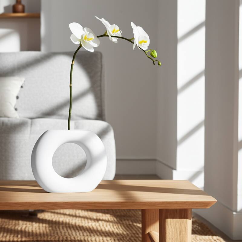 Modern Table Vase with Hollow Center Design - Ceramic Artful Vases for Home Decor