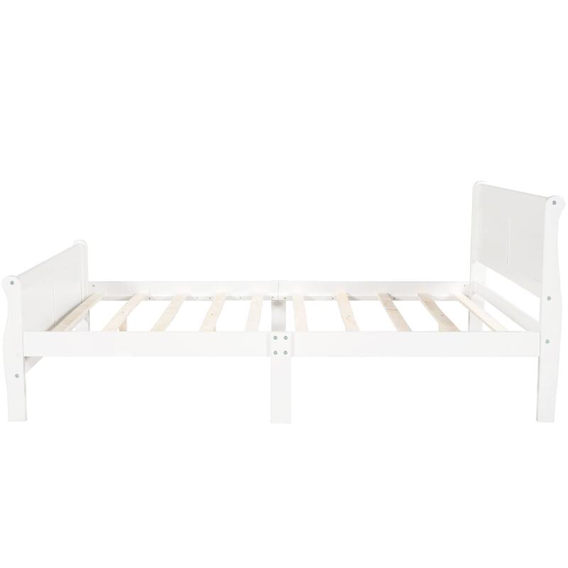 Full Size Wood Platform Bed with Headboard and Footboard & Wooden Slat Support