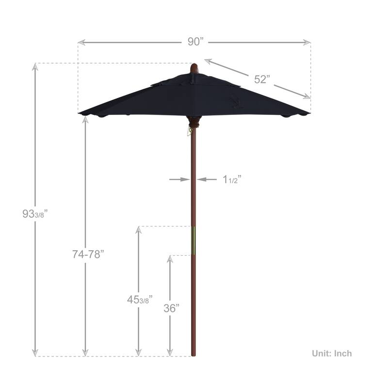Port Lavaca 7.5ft Round Sunbrella Wooden Patio Umbrella by Havenside Home, Base Not Included