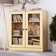 preview thumbnail 80 of 166, 100% Solid Wood 3-shelf Bookcase with Optional Doors by Palace Imports Clear Glass Doors - Yellow