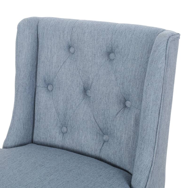 2-Piece Wood Frame Bar Stool Set Fabric Tufted Wingback 27 Inch Counter Stools Island Thick Upholstered Bar Stool