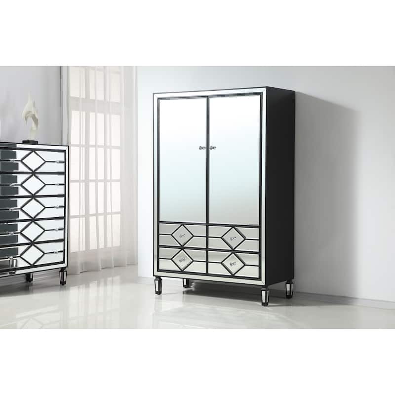Mirrored Armoire with Drawers