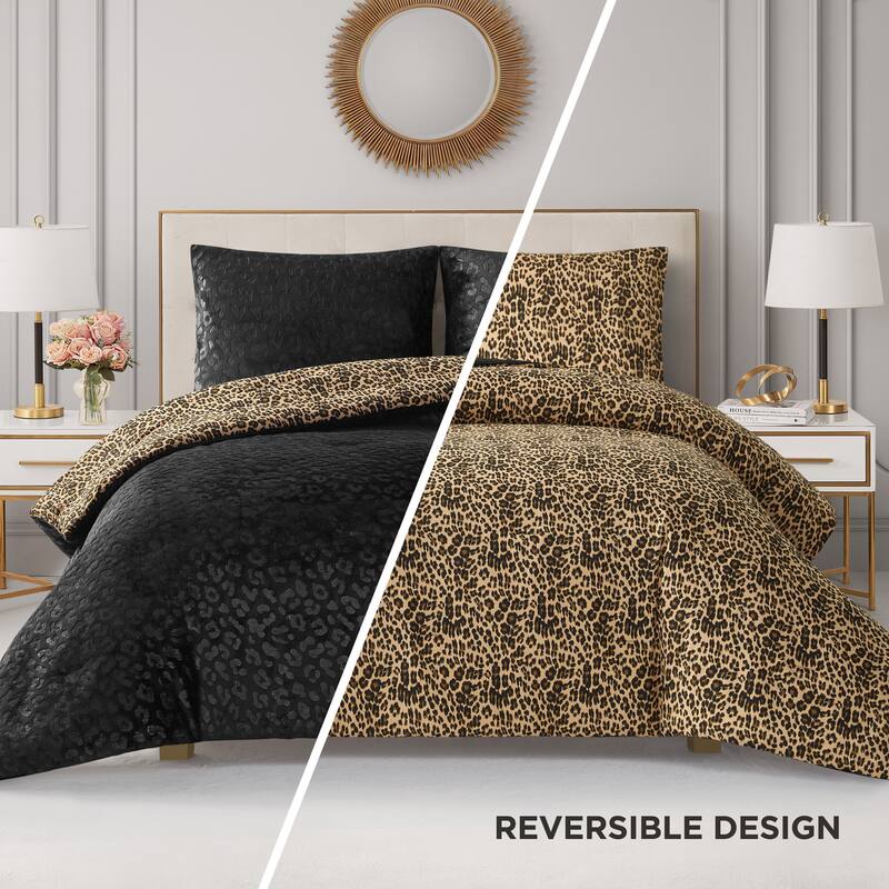 Juicy Couture Embossed Leopard With Royal Leopard Comforter Sets