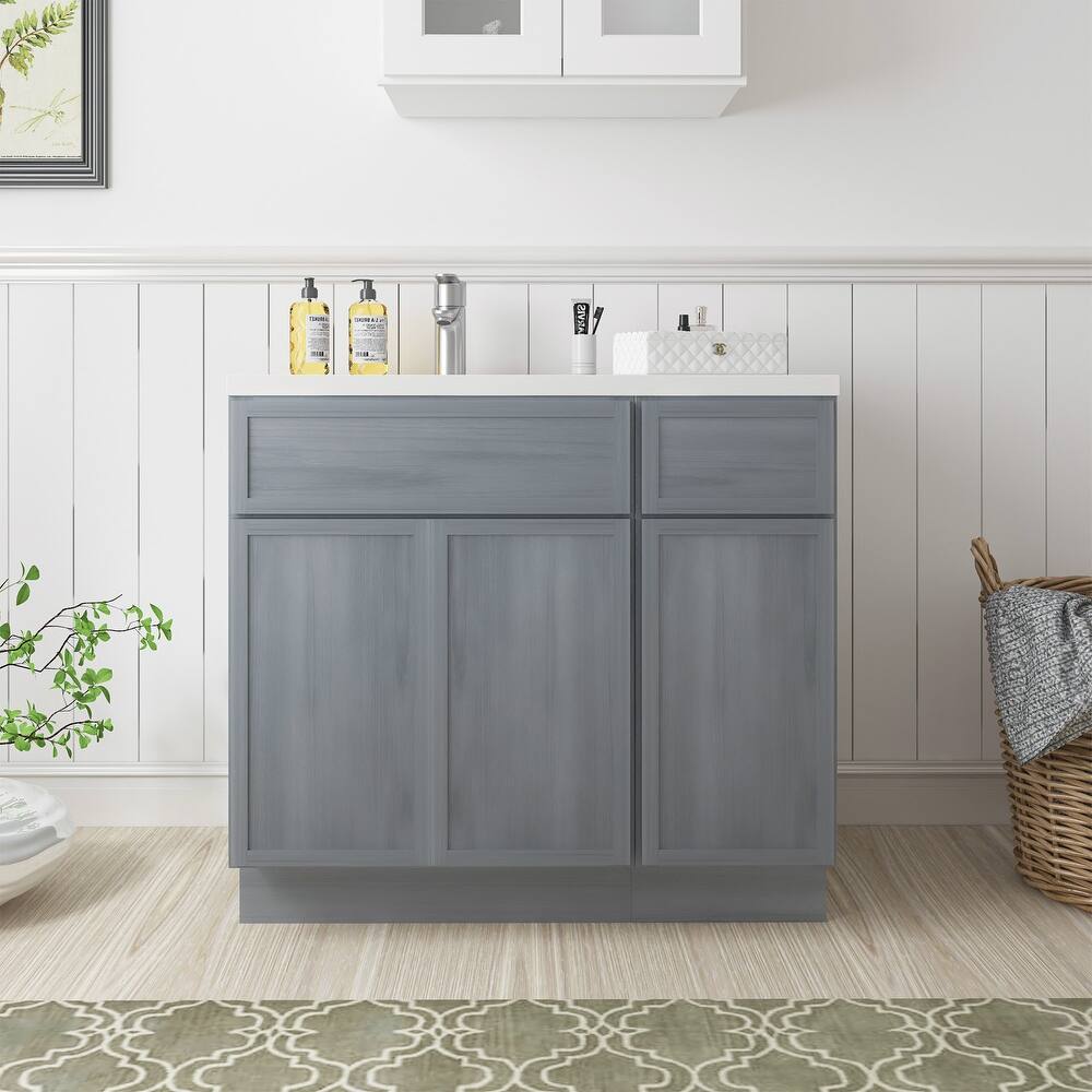 Vanity Art 36" Oak Freestanding Bathroom Vanity Cabinet without Top