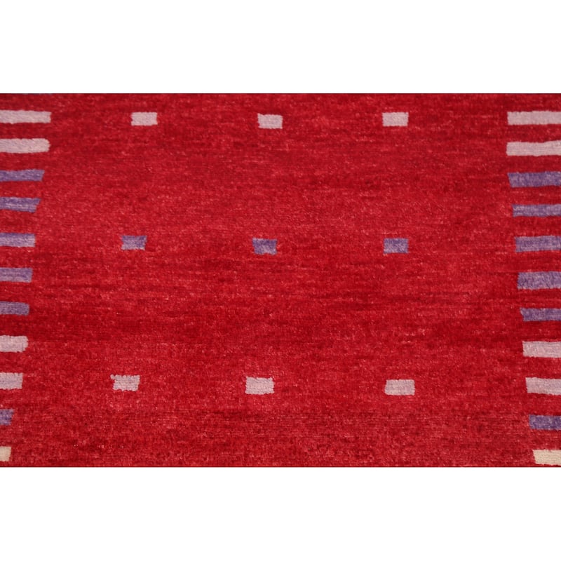 Geometric Gabbeh Kashkoli Area Rug Hand-knotted Oriental Wool Carpet - 2'7" x 4'0"