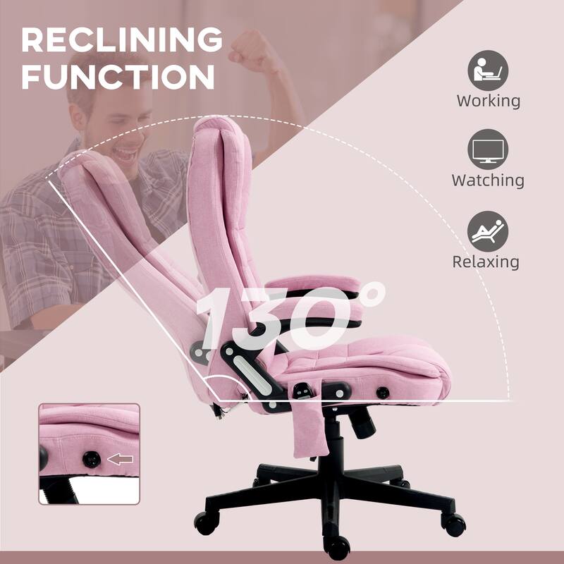 Office Chair with Heat & Massage, Velvet High Back Executive Office Chair, Computer Chair with Reclining Backrest