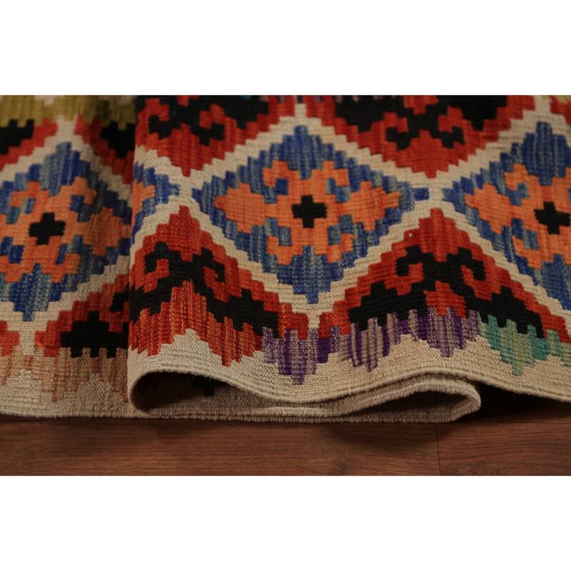 Kilim Oriental Large Rug Flatweave Tribal Multi Wool Carpet - 9'10"x 16'1"