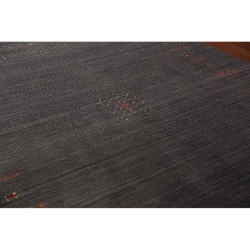 Gabbeh Oriental Area Rug Hand-Knotted Wool Carpet - 8'4"x 9'10"
