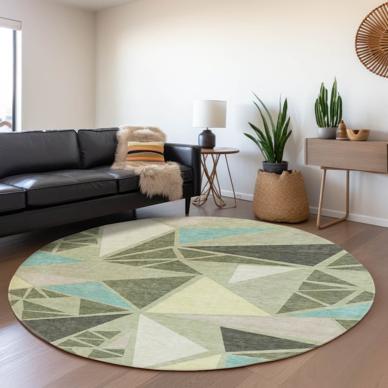 Premium Washable Super Soft Contemporary Mosaic Mayfield Rug - Aloe - 8' x 8'