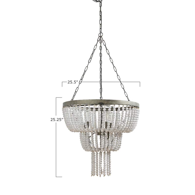 2-Tier Draped Wood Bead Chandelier