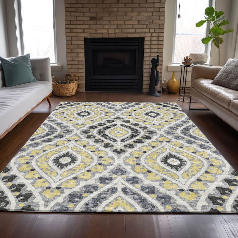 Machine Washable Indoor/ Outdoor Chantille Ttransitional Medallion Rug