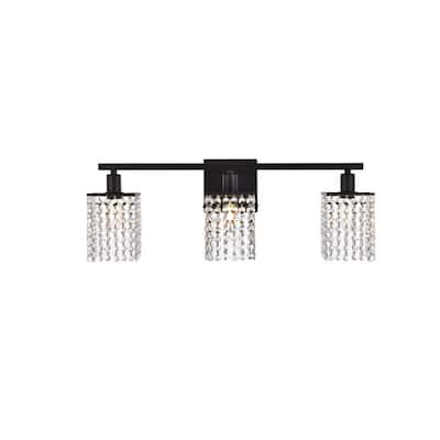 Phoenix 3 Light Bath Sconce with Clear Crystals