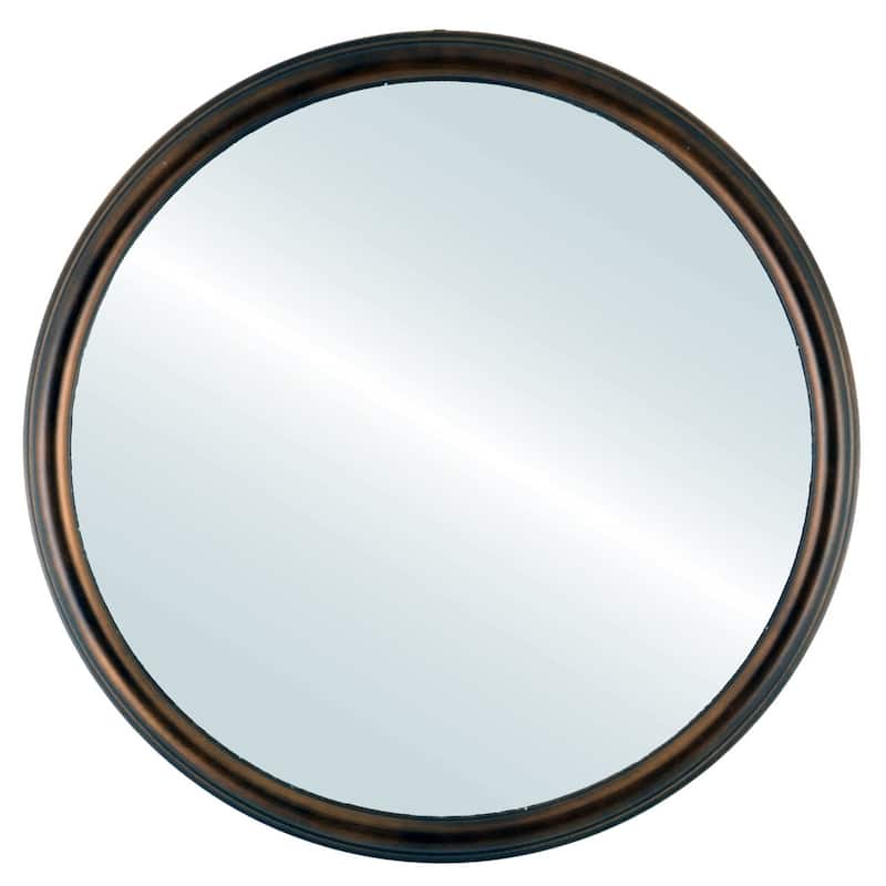 Hamilton Framed Round Mirror in Rubbed Bronze with Silver Lip - Antique Bronze