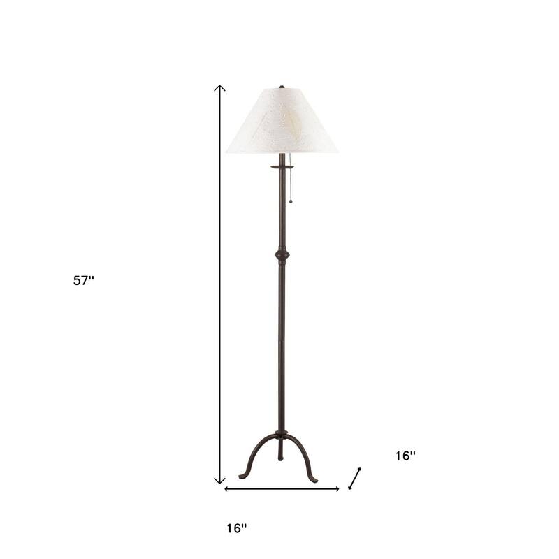 57" Black Traditional Shaped Floor Lamp With White Empire Shade - 16" x 16" x 57"