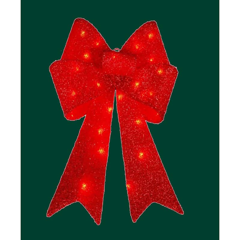 Christmas 2 ft. Lighted Red Fabric Bow