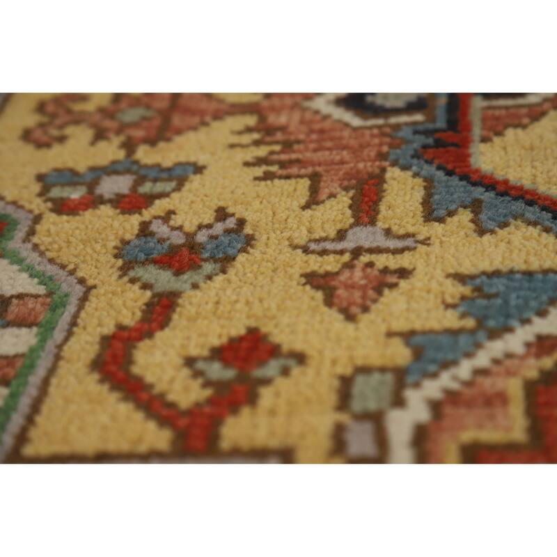 Hand Knotted Oriental 100% Wool Carpet Traditional Medallion Navy Blue & Blues Heriz (serapi) Area Rug - 11' 10'' X 8' 9''