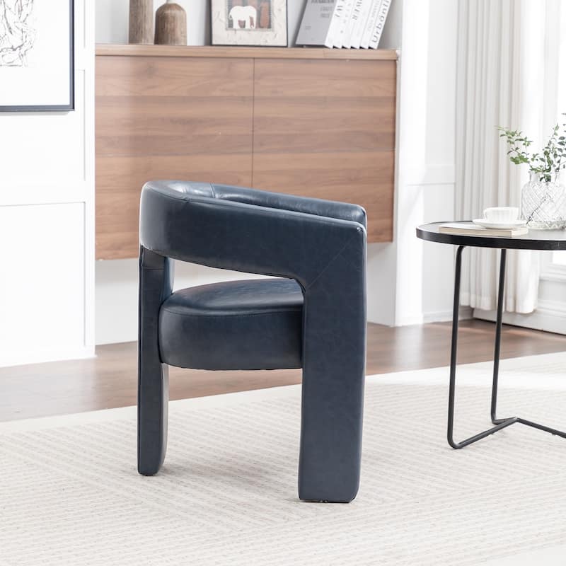 SEYNAR Modern Glam PU Leather Upholstered Dining Chair, Open-Back Accent Chair