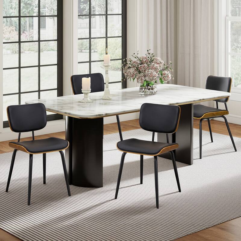 Faux Leather Upholstered Dining Chairs Set of 2/4 - 33.5"H x 19.3"W x 23"D