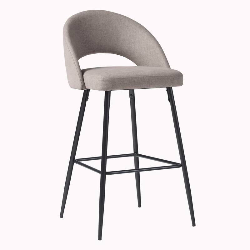 Modern 2-Piece Minimalist Upholstered Bar Stool Set - Mushroom