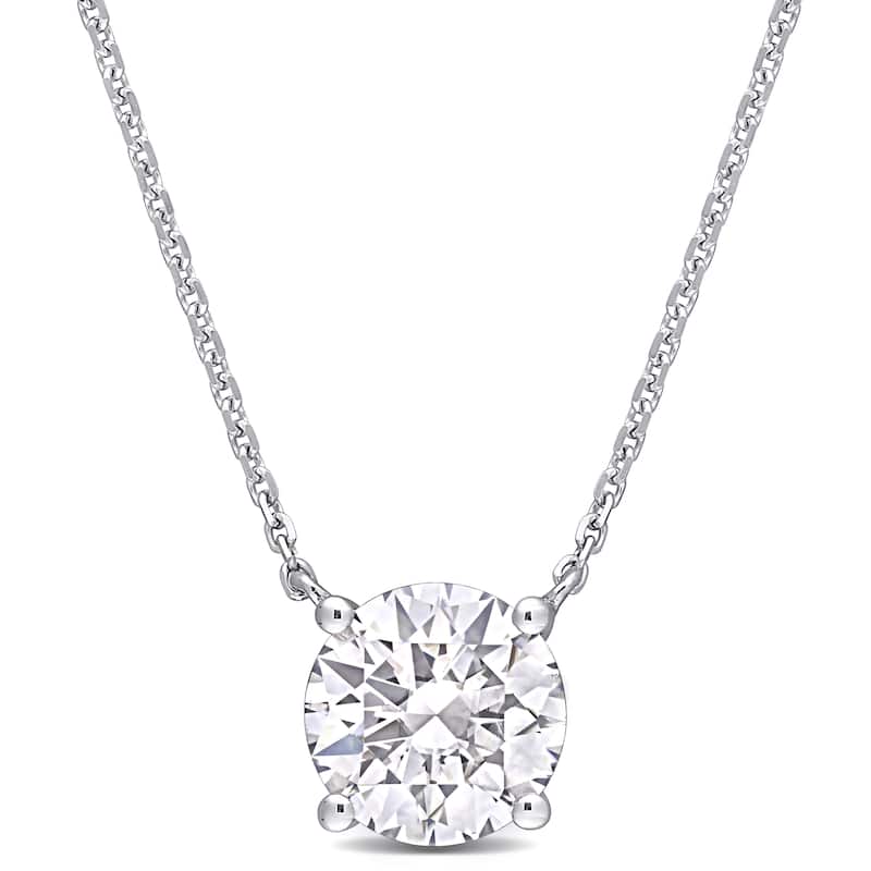 Miadora 14k White Gold 2ct TGW Created White Moissanite Solitaire Station Necklace