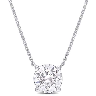Miadora 14k White Gold 2ct TGW Created White Moissanite Solitaire Station Necklace