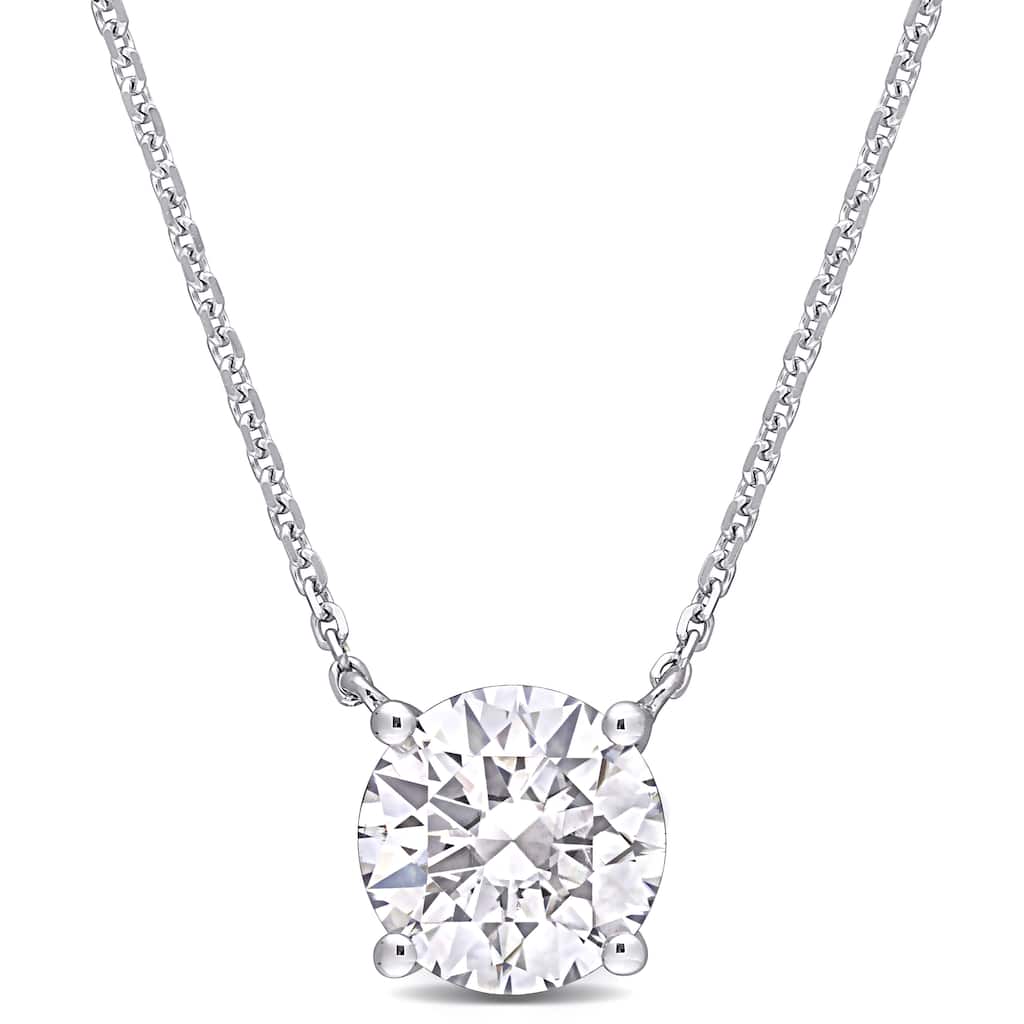 Miadora 14k White Gold 2ct TGW Created White Moissanite Solitaire Station Necklace